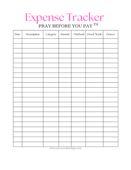 Expense Tracker Printable – Letter Size Budget Tracker | Digital Download | Monthly Expense Log | Personal Finance Planner