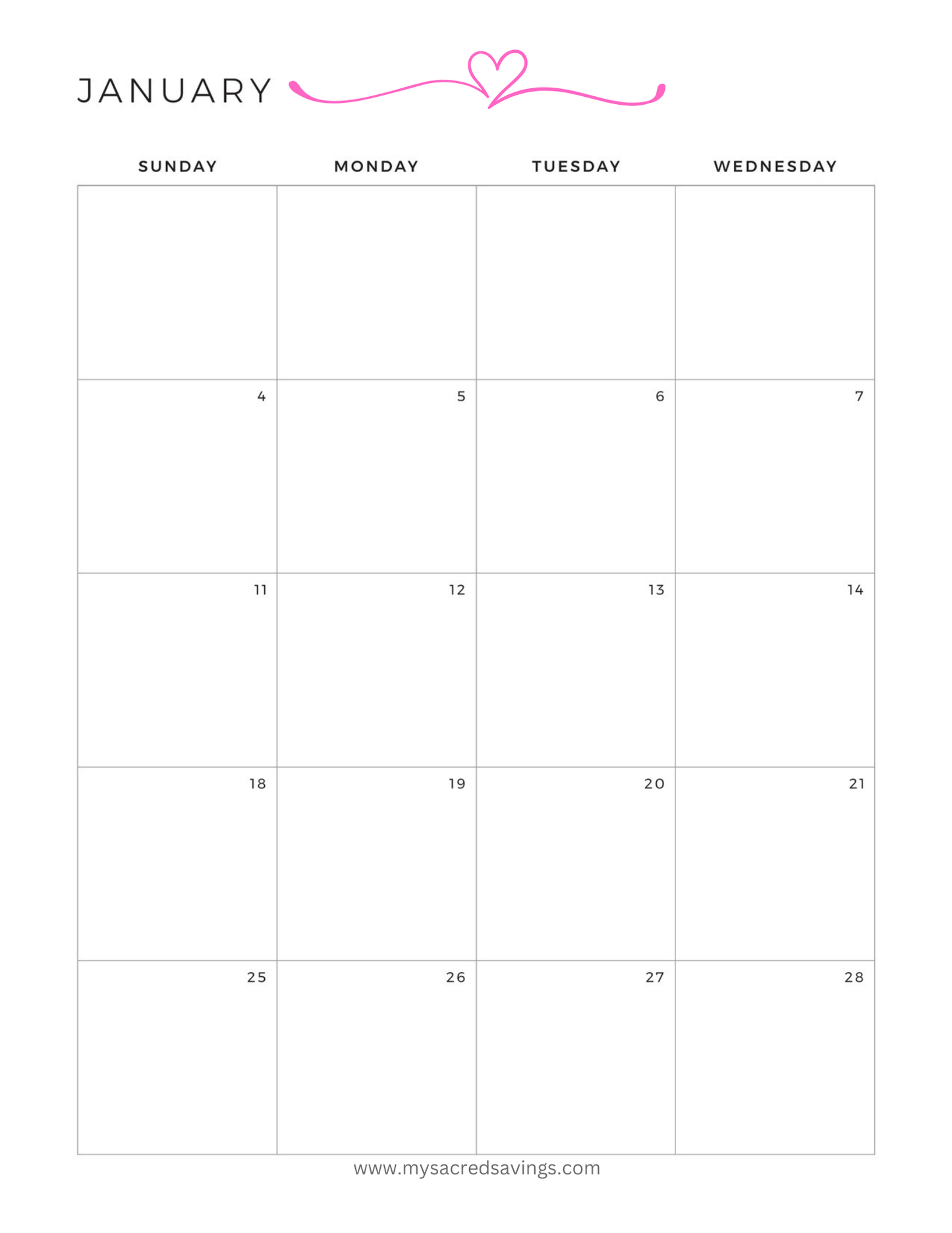 2026 Monthly Calendar Printable | 12 Month Planner | 2 Page Layout | Letter Size PDF