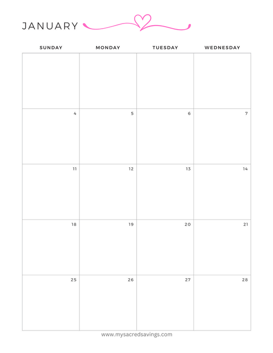 2026 Monthly Calendar Printable | 12 Month Planner | 2 Page Layout | Letter Size PDF