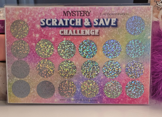 Low-income friendly scratch off savings challenge card by My Sacred Savings